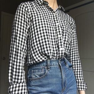 Black and White Checkered Button Up
